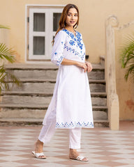 New in Festive Aari work Kurta Pant set.