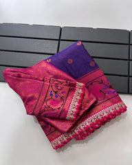 Banarasi Pattu Saree with elegant weaving polka