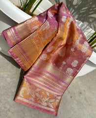 Banarasi tissue crushed Katan silk fabric saree