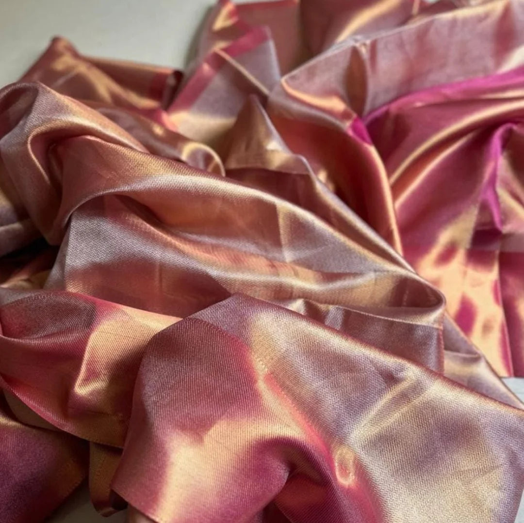Plain tissue silk saree in unique shade
