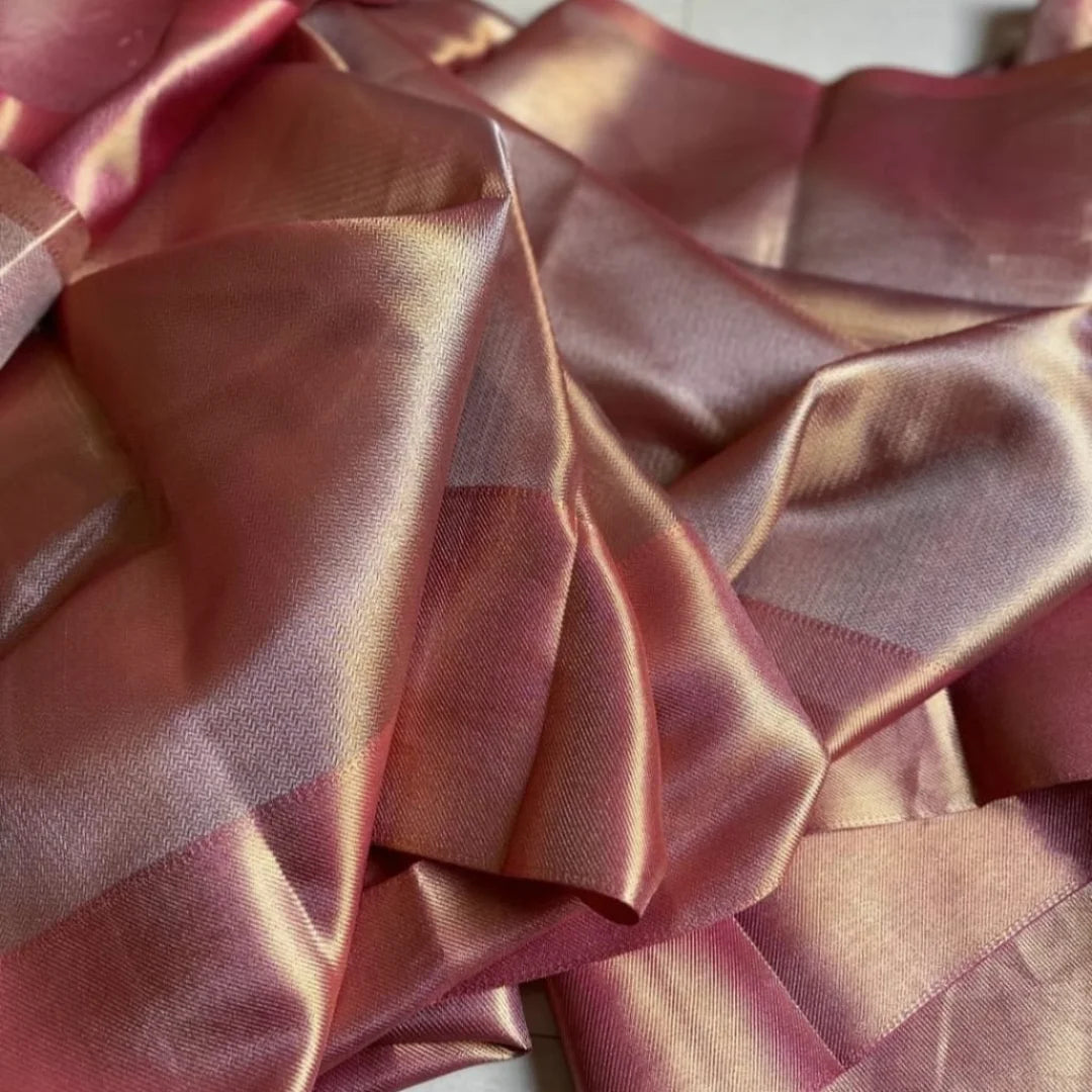 Plain tissue silk saree in unique shade