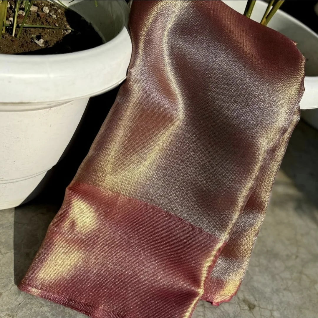 Plain tissue silk saree in unique shade
