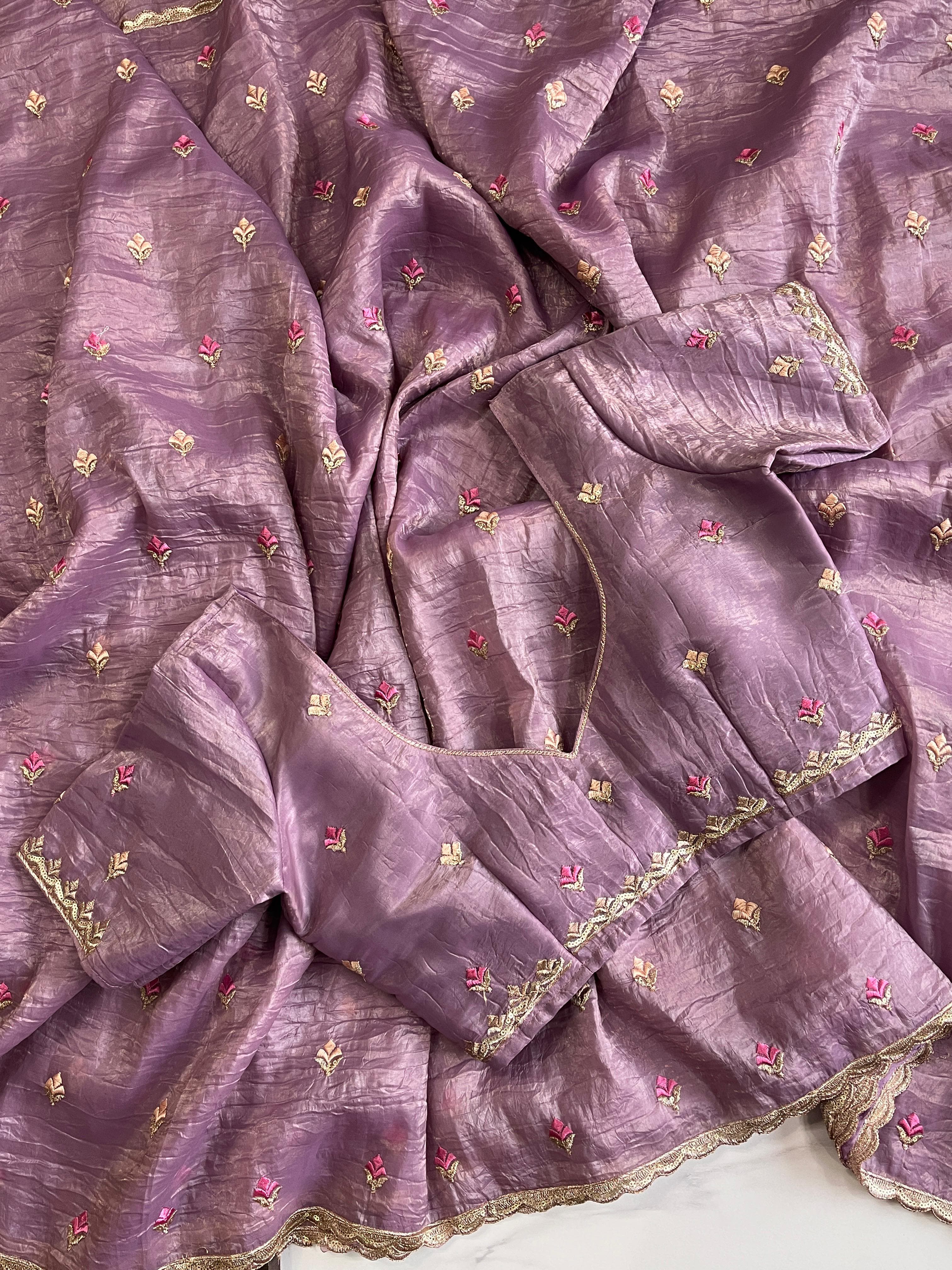 Chiffon crushed sarees