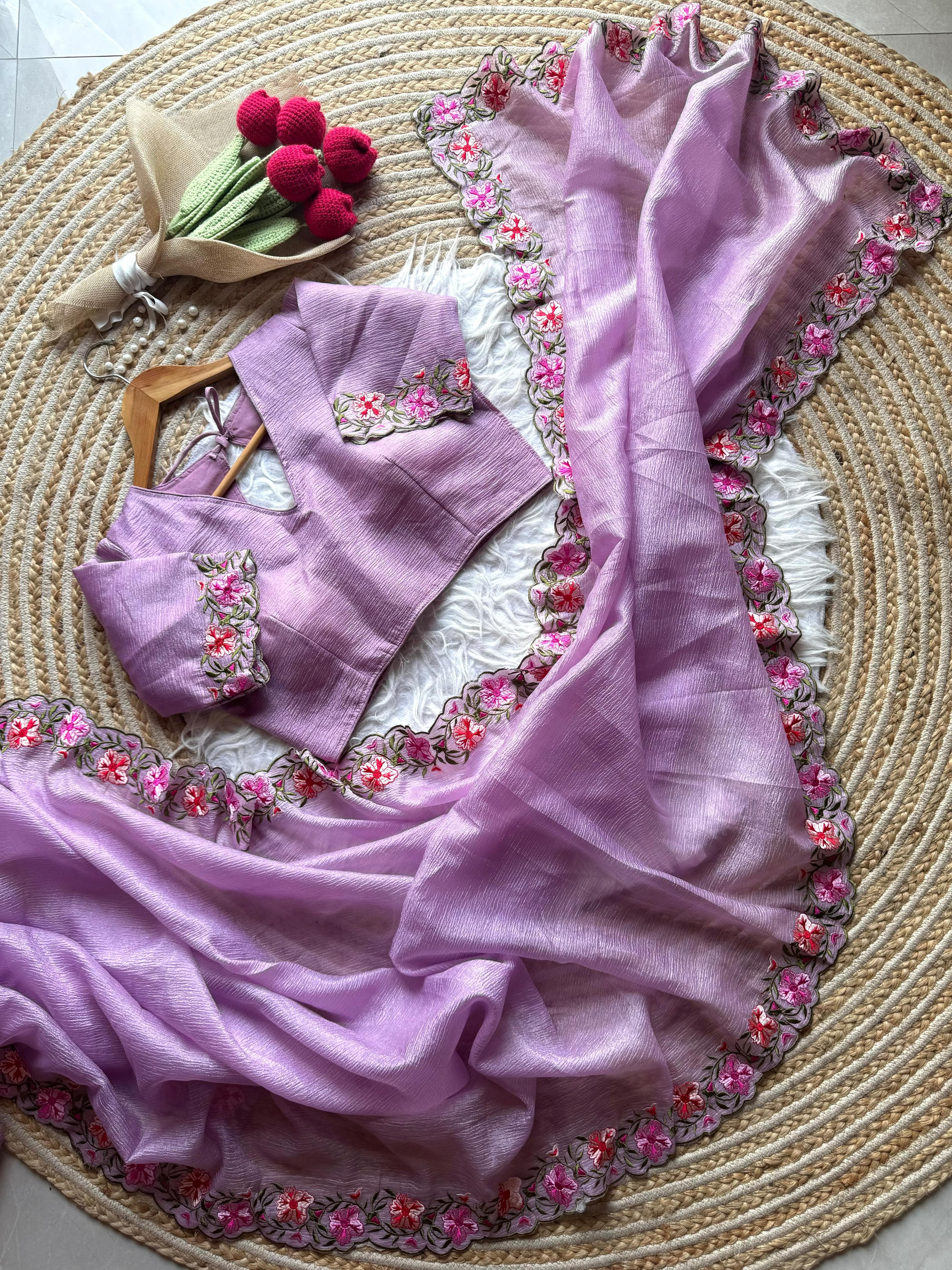 Crushed tissue sarees collection