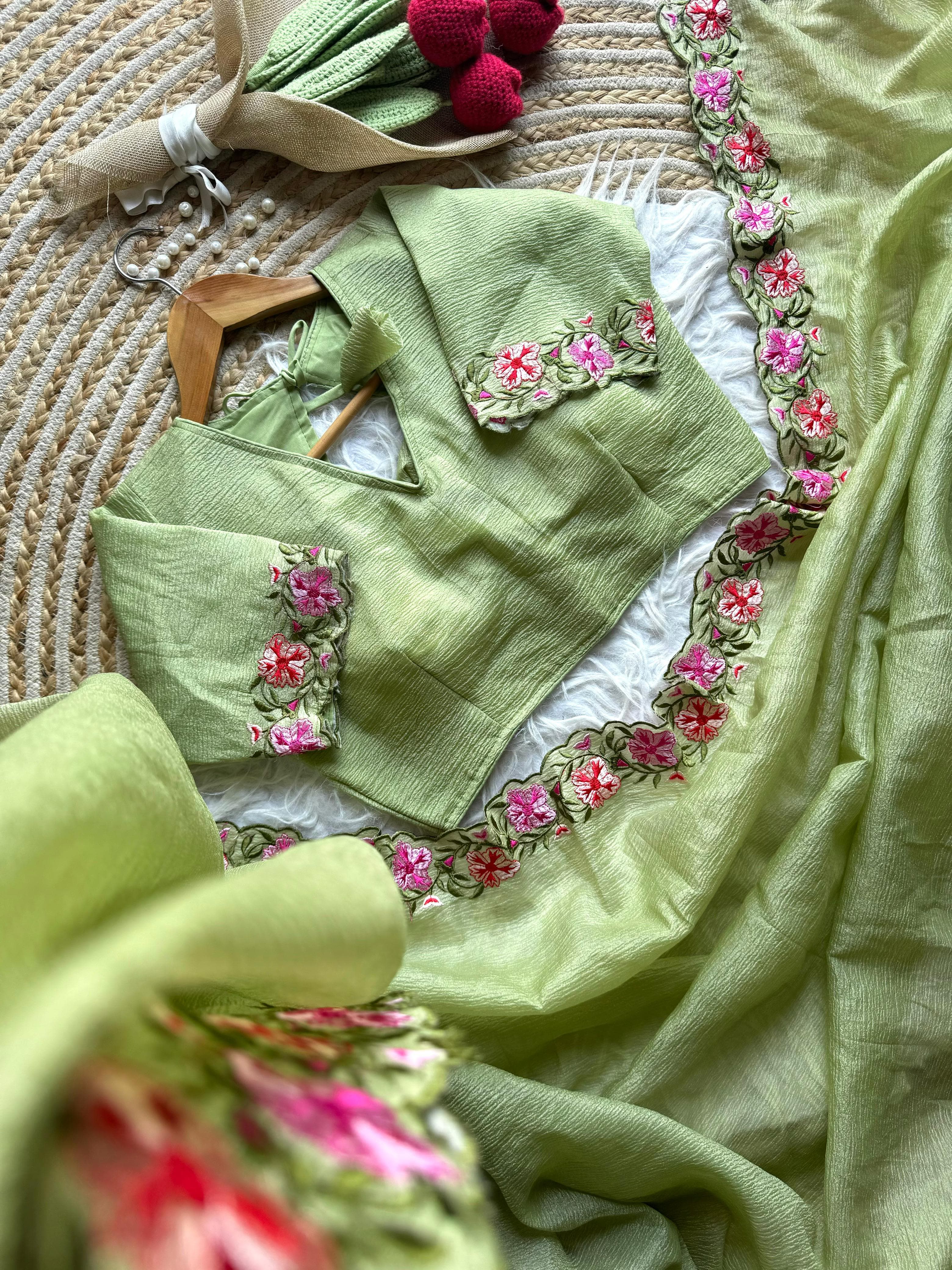 Crushed tissue sarees collection