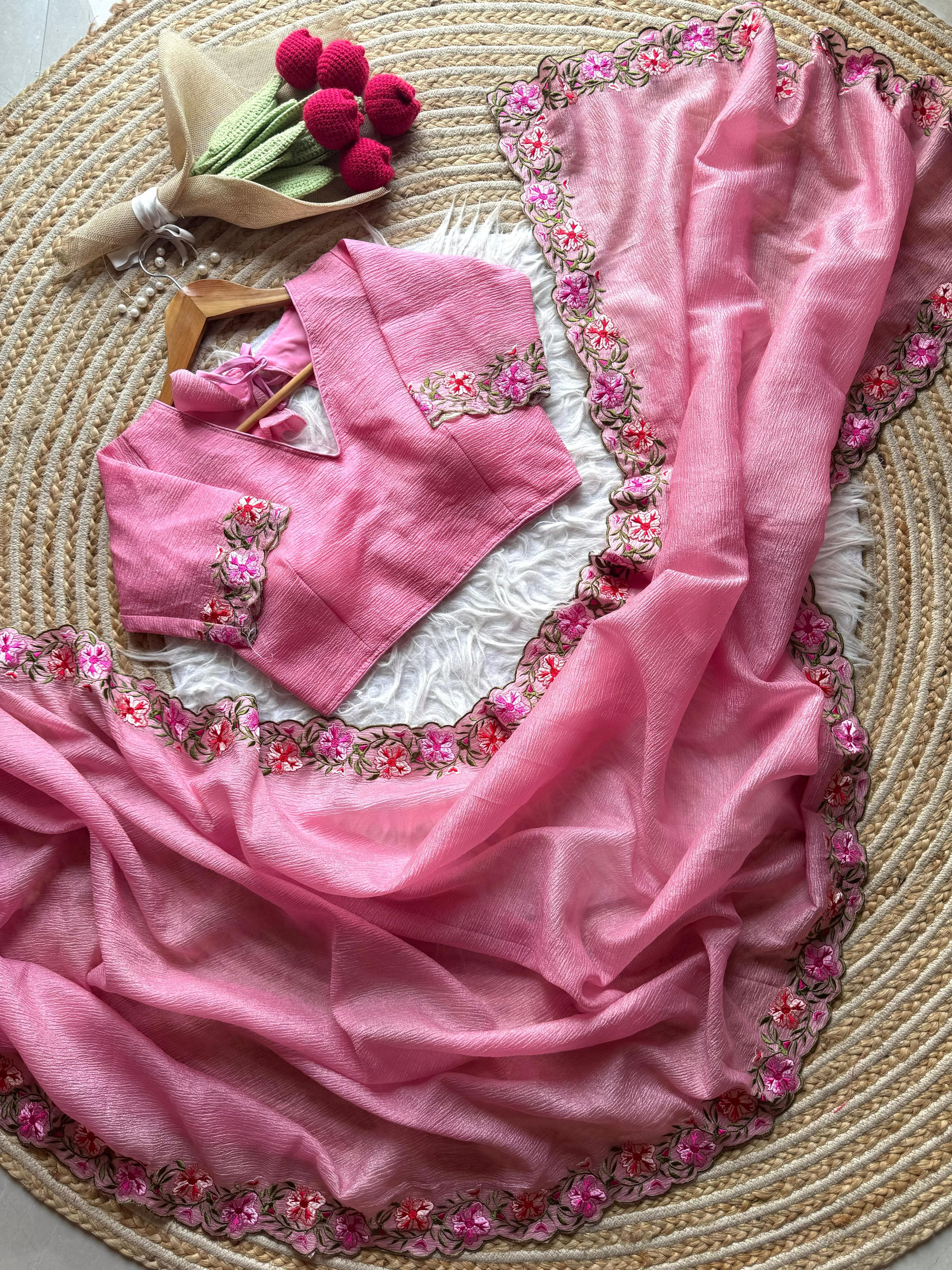 Crushed tissue sarees collection