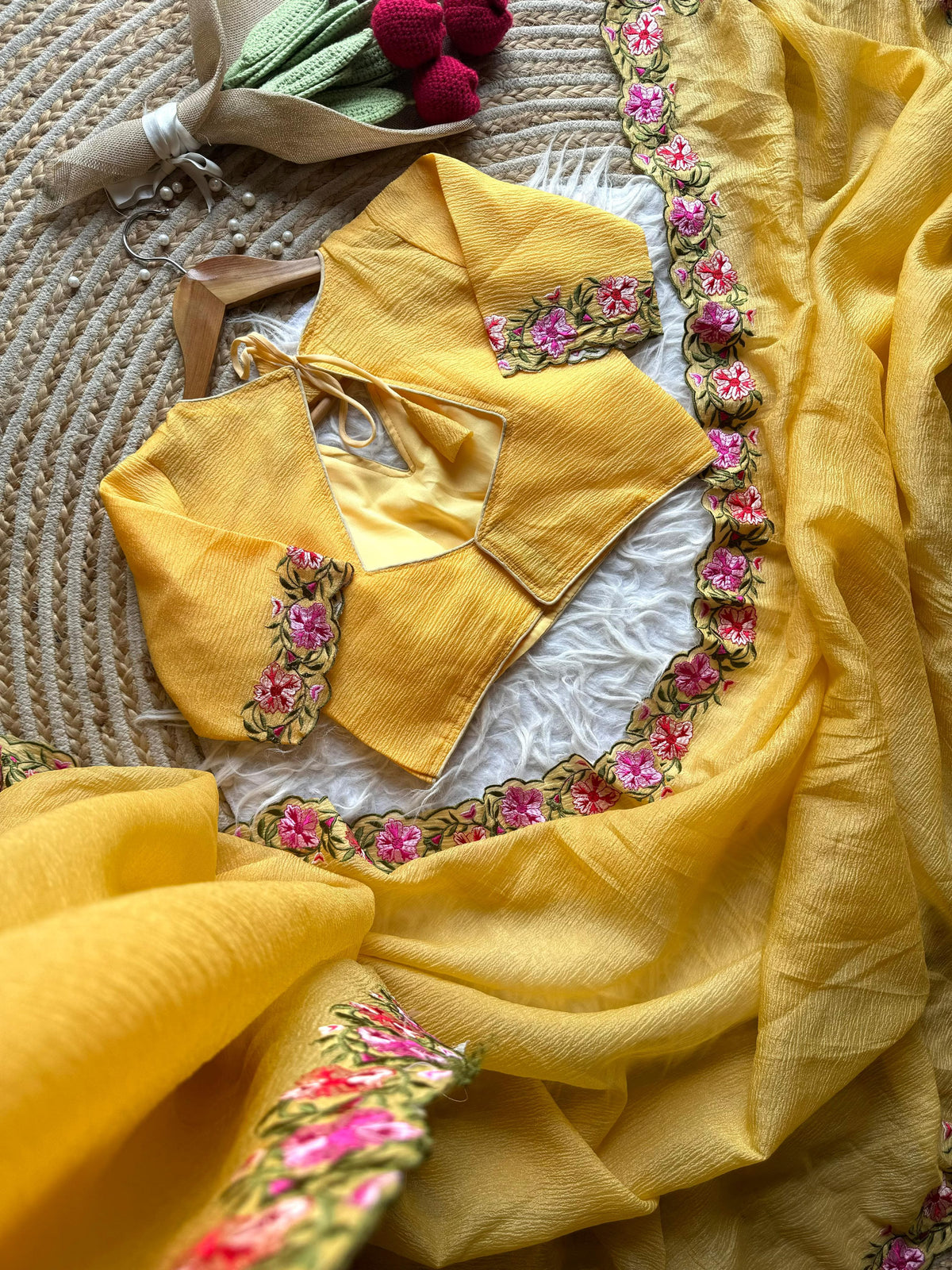 Crushed tissue sarees collection