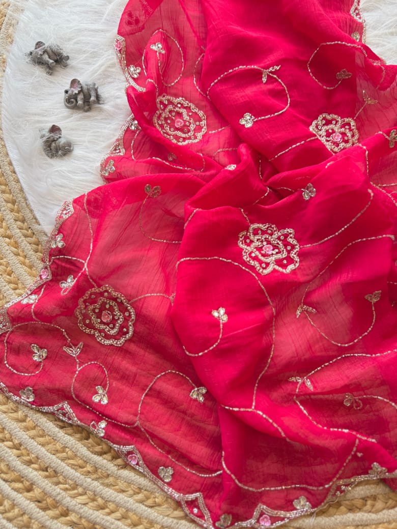 Soft crunchy silk designer sarees