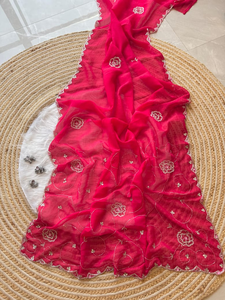 Soft crunchy silk designer sarees