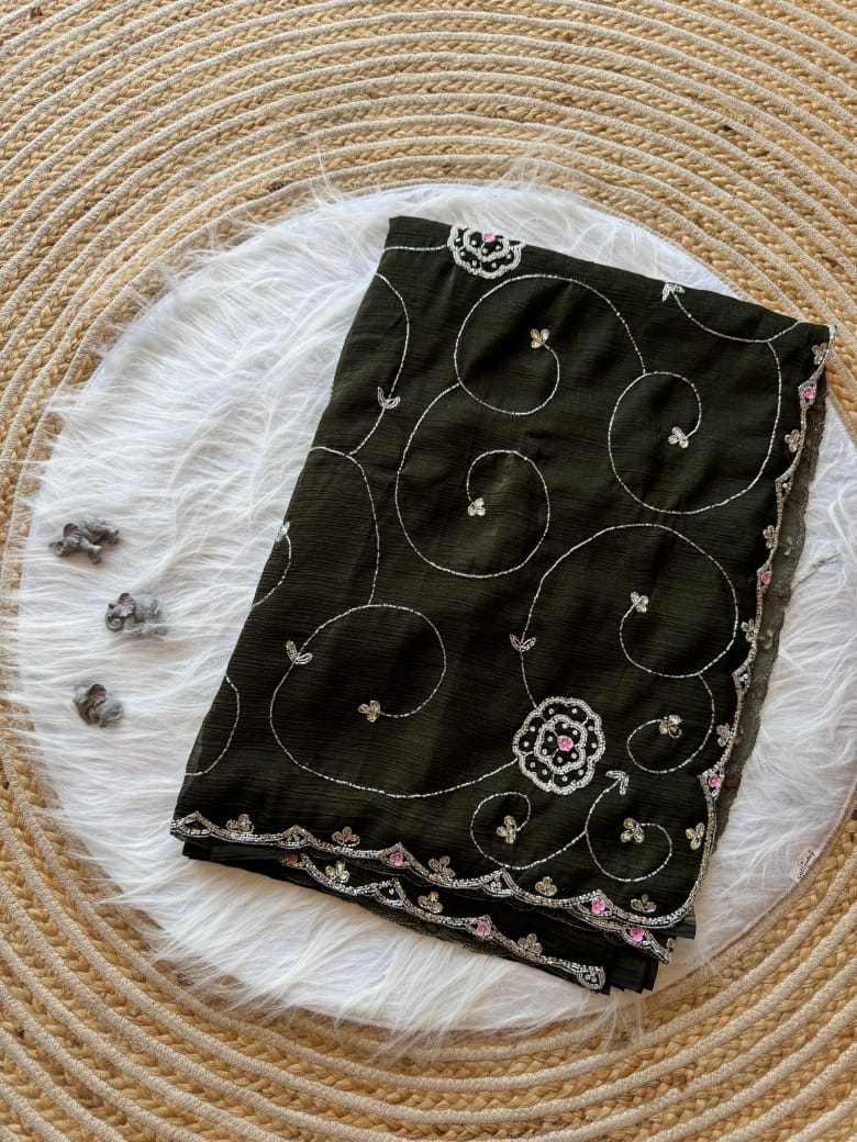 Soft crunchy silk designer sarees
