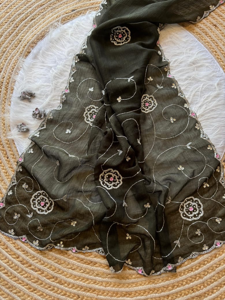 Soft crunchy silk designer sarees