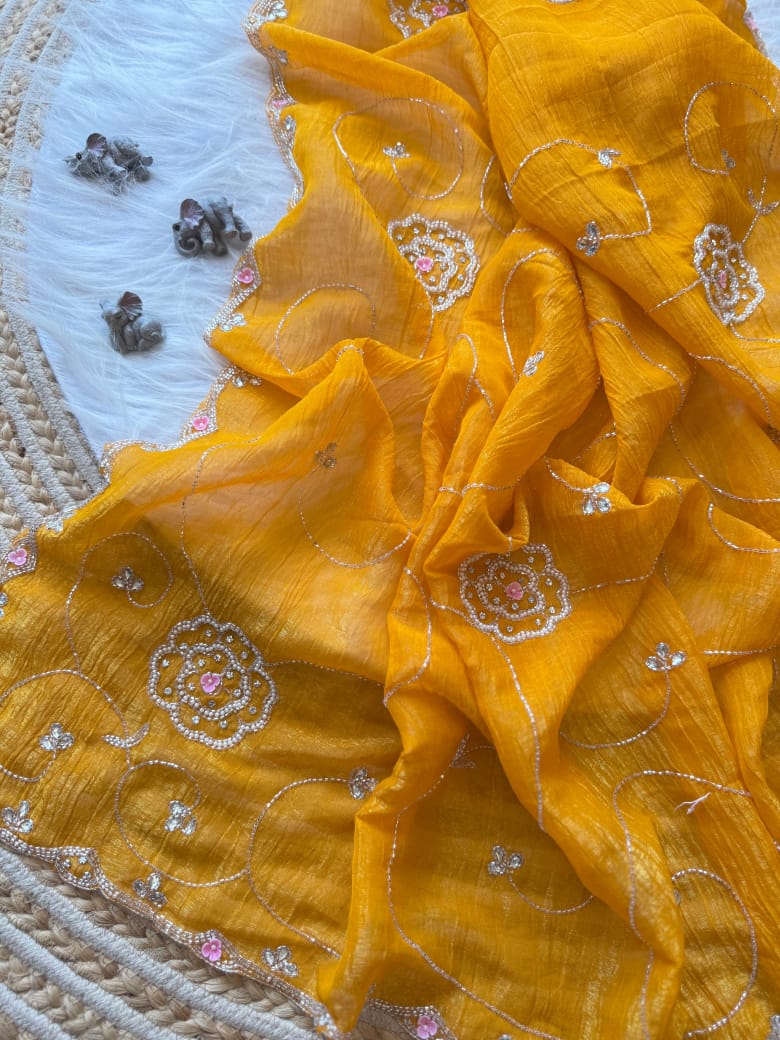 Soft crunchy silk designer sarees
