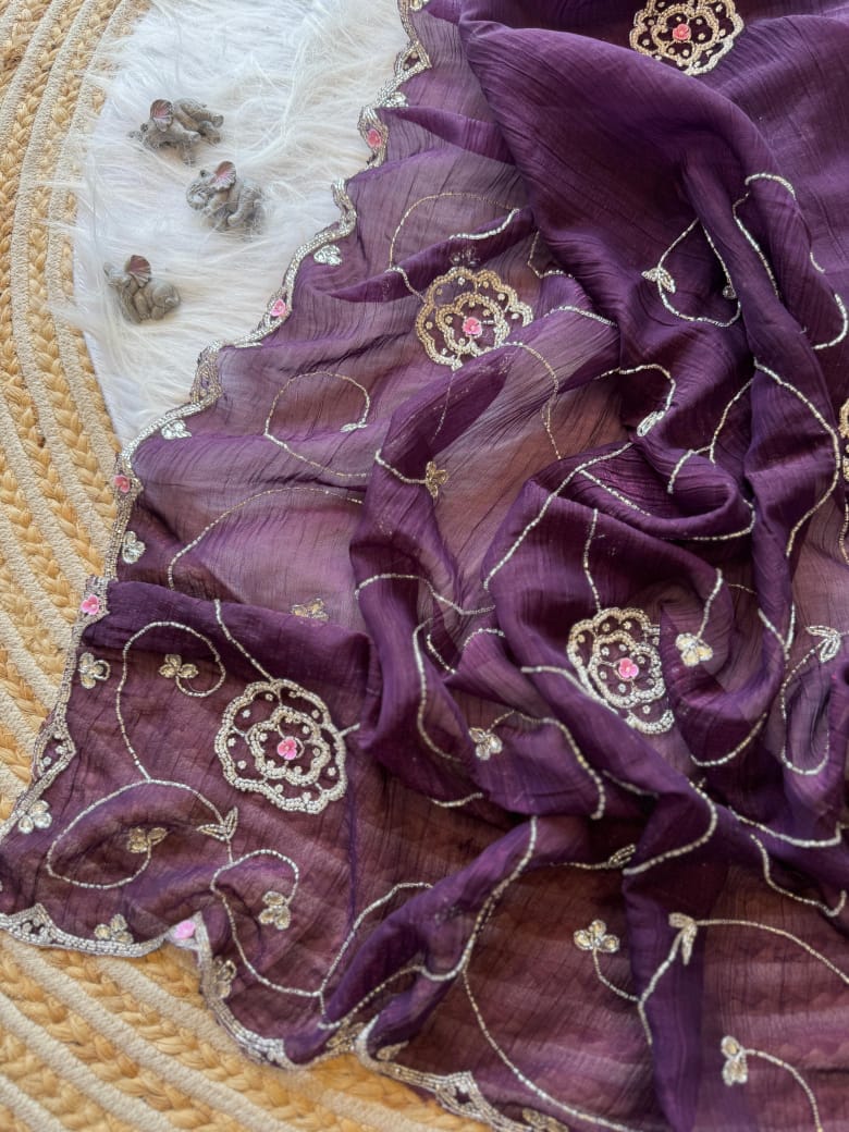 Soft crunchy silk designer sarees