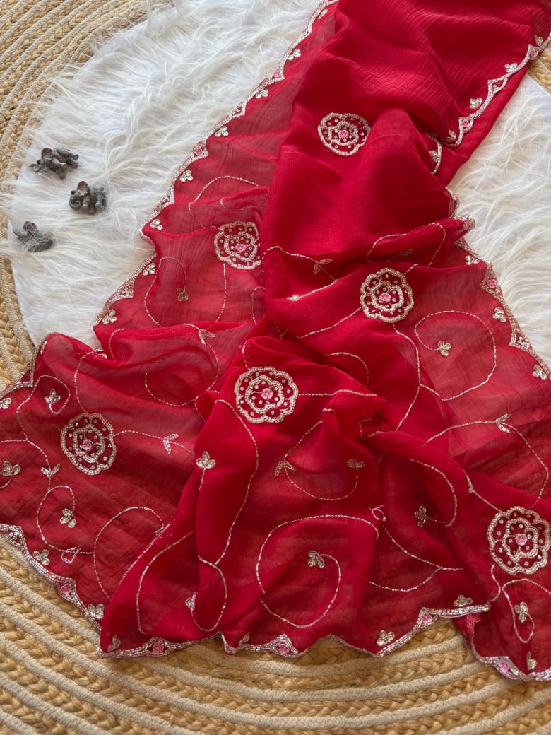 Soft crunchy silk designer sarees