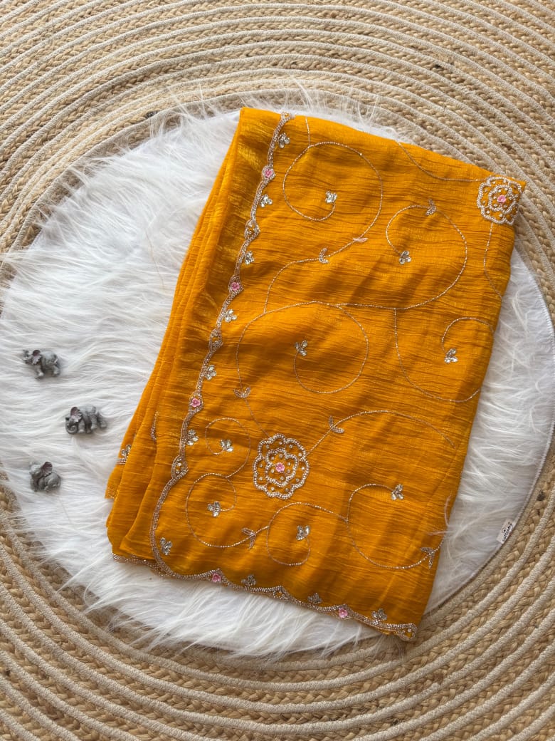 Soft crunchy silk designer sarees