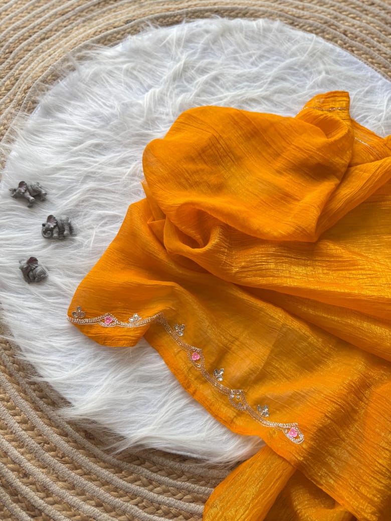 Soft crunchy silk designer sarees