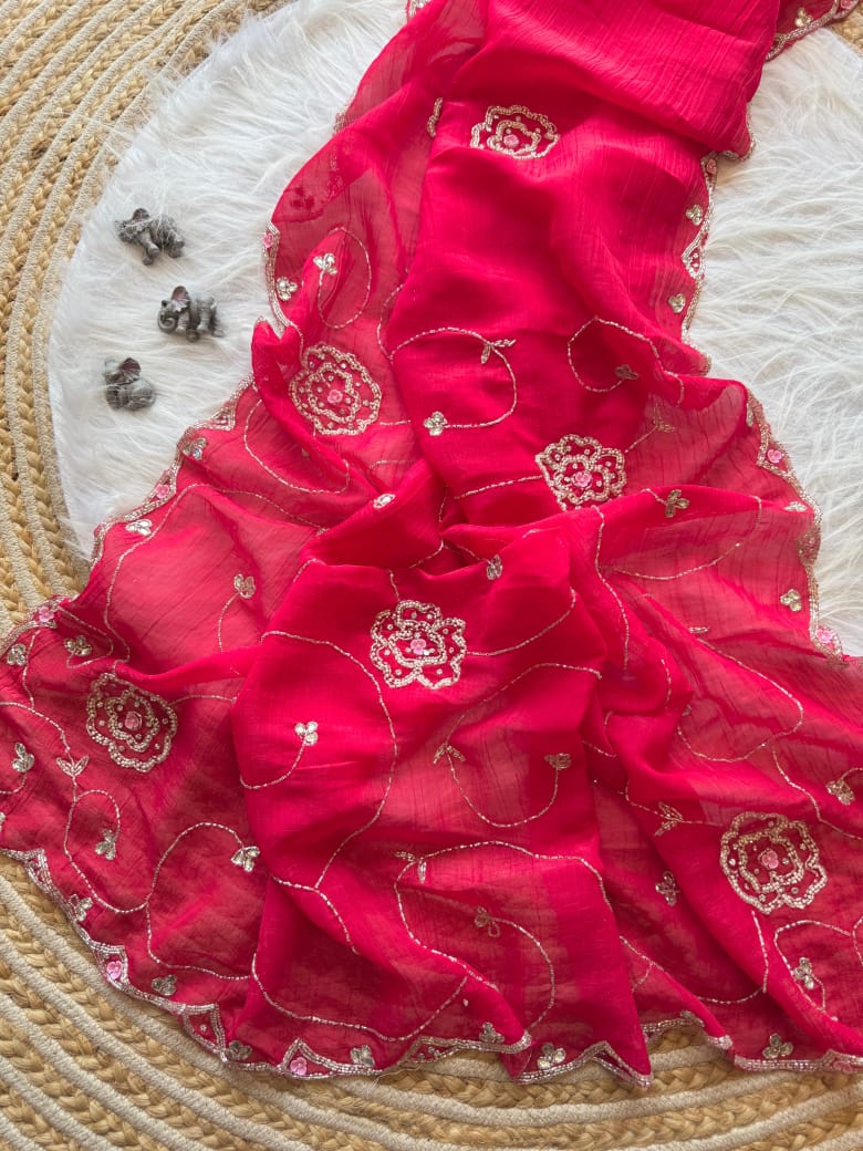 Soft crunchy silk designer sarees
