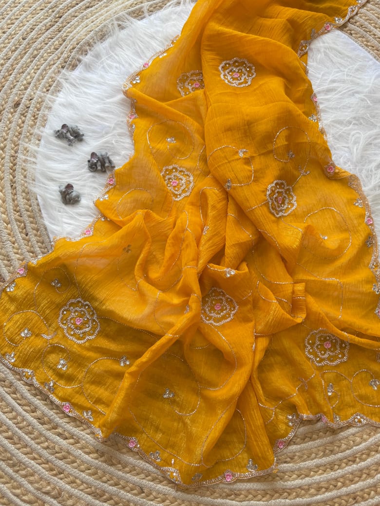 Soft crunchy silk designer sarees