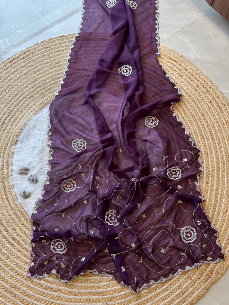 Soft crunchy silk designer sarees