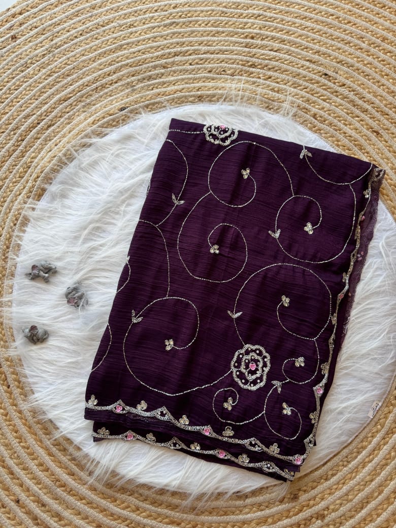 Soft crunchy silk designer sarees