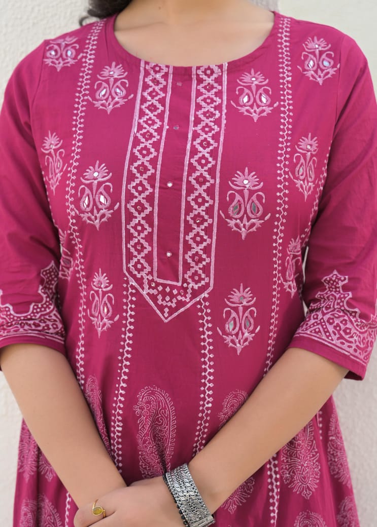 Pure cotton anarkali salwar kameez set