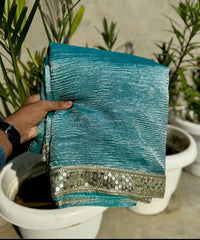 Tissue Crushed Sarees