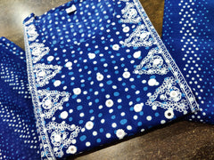 Indigo printed pure cotton suit