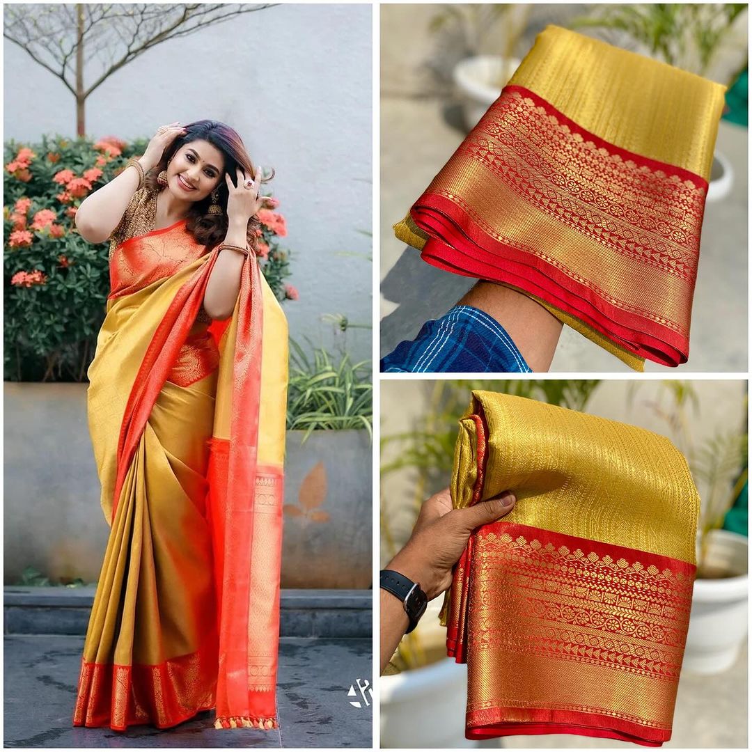 Banarasi Kanchipuram Zari Tissue Vaskat Saree