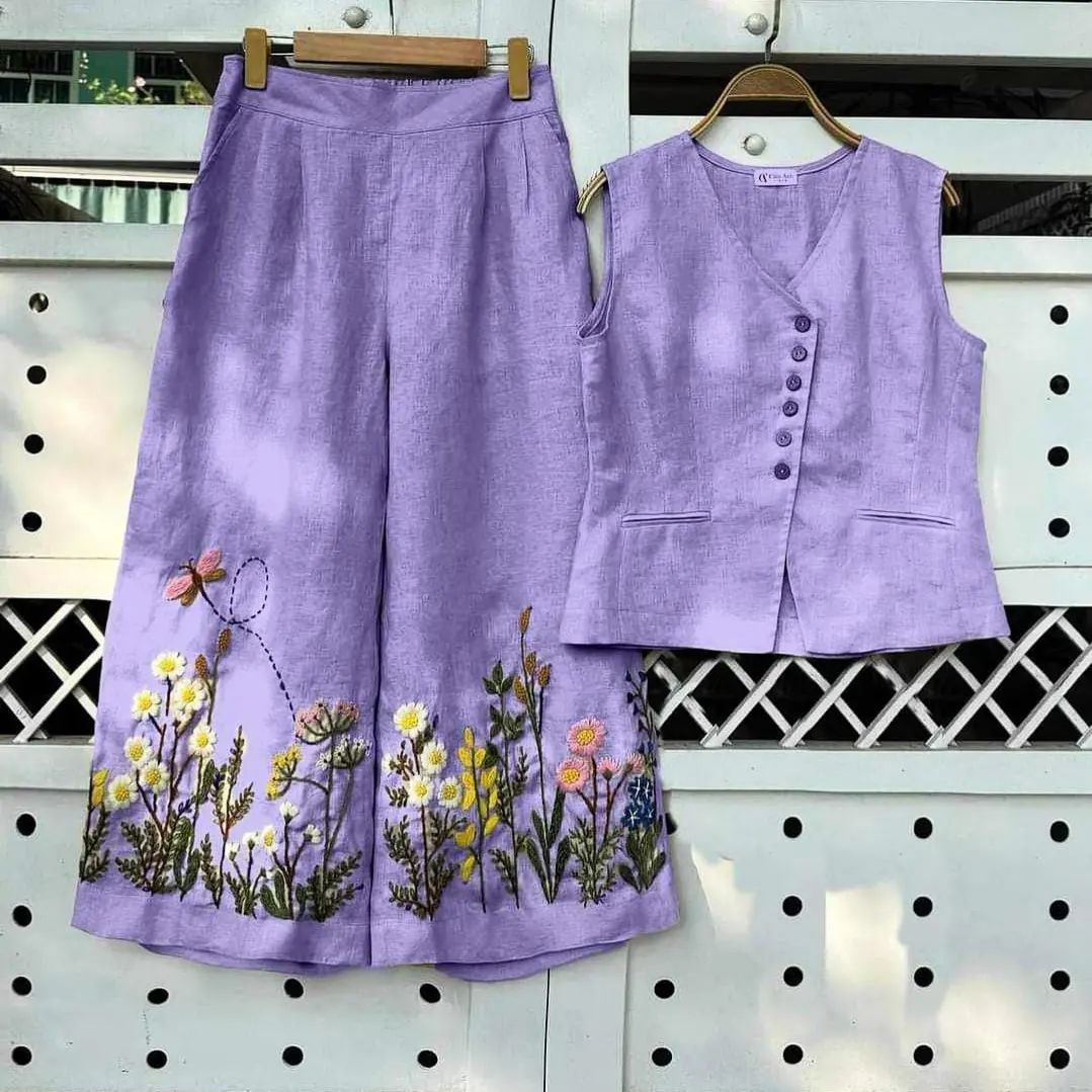 Summer embroidery work co-ord  set