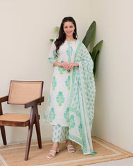 Cotton Kurti palazzo and dupatta set