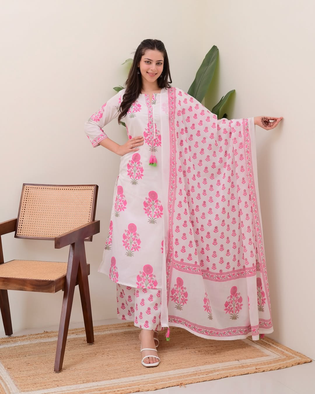 Cotton Kurti palazzo and dupatta set