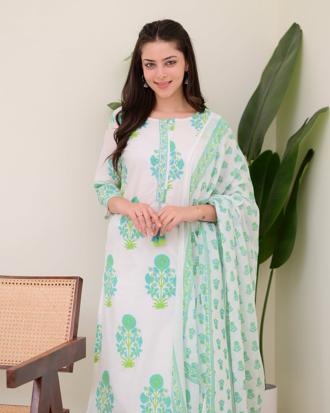 Cotton Kurti palazzo and dupatta set