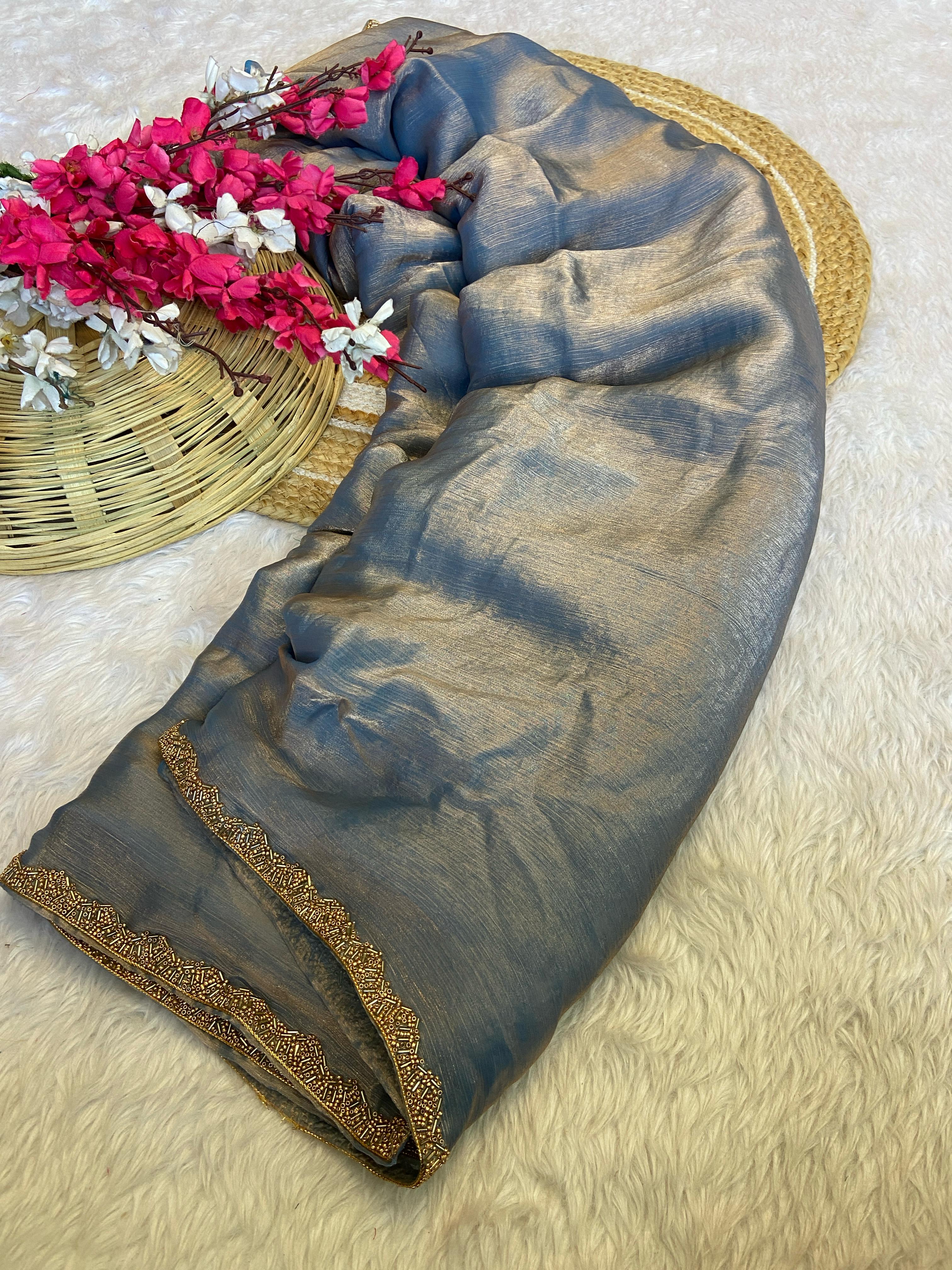 Crushed chiffon sarees