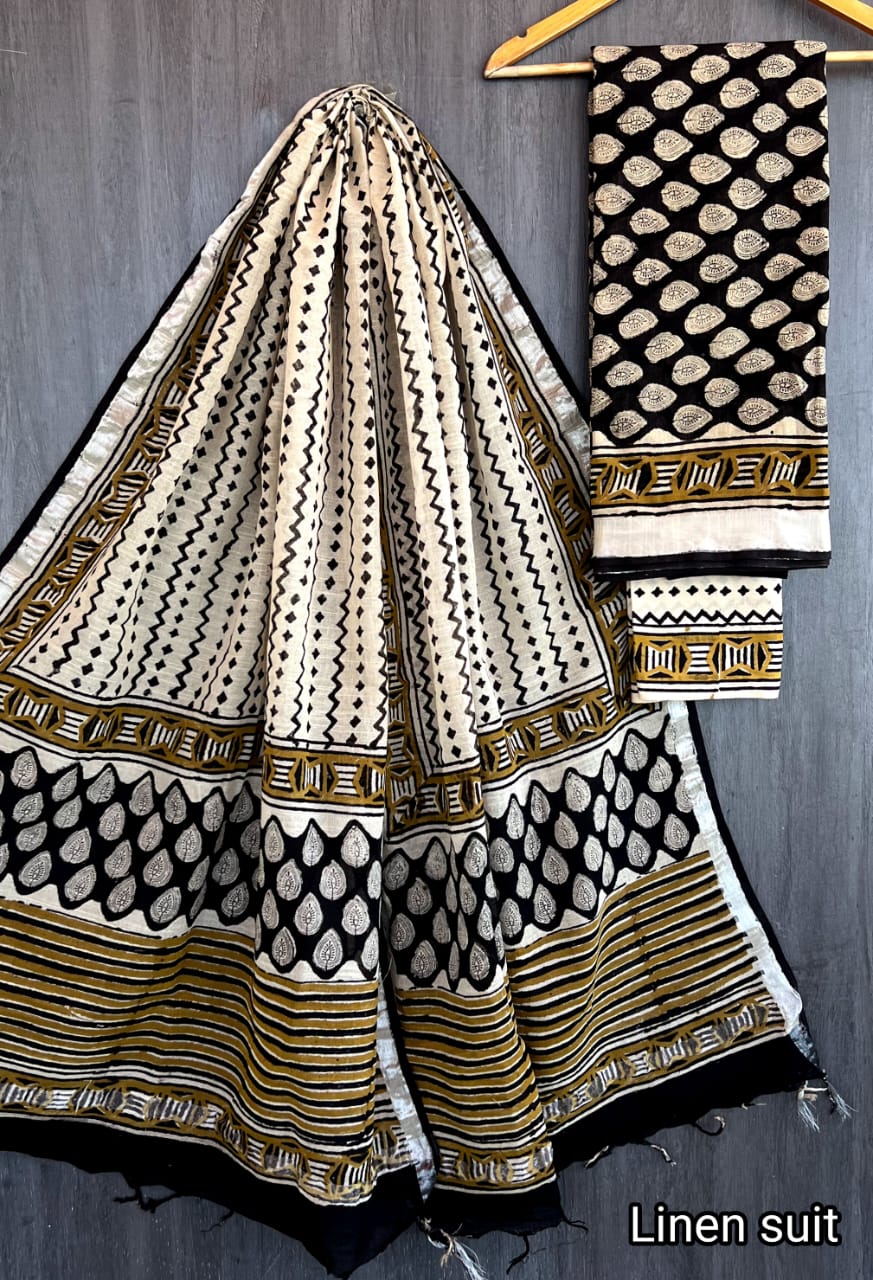 Pure linen salwar kameez material