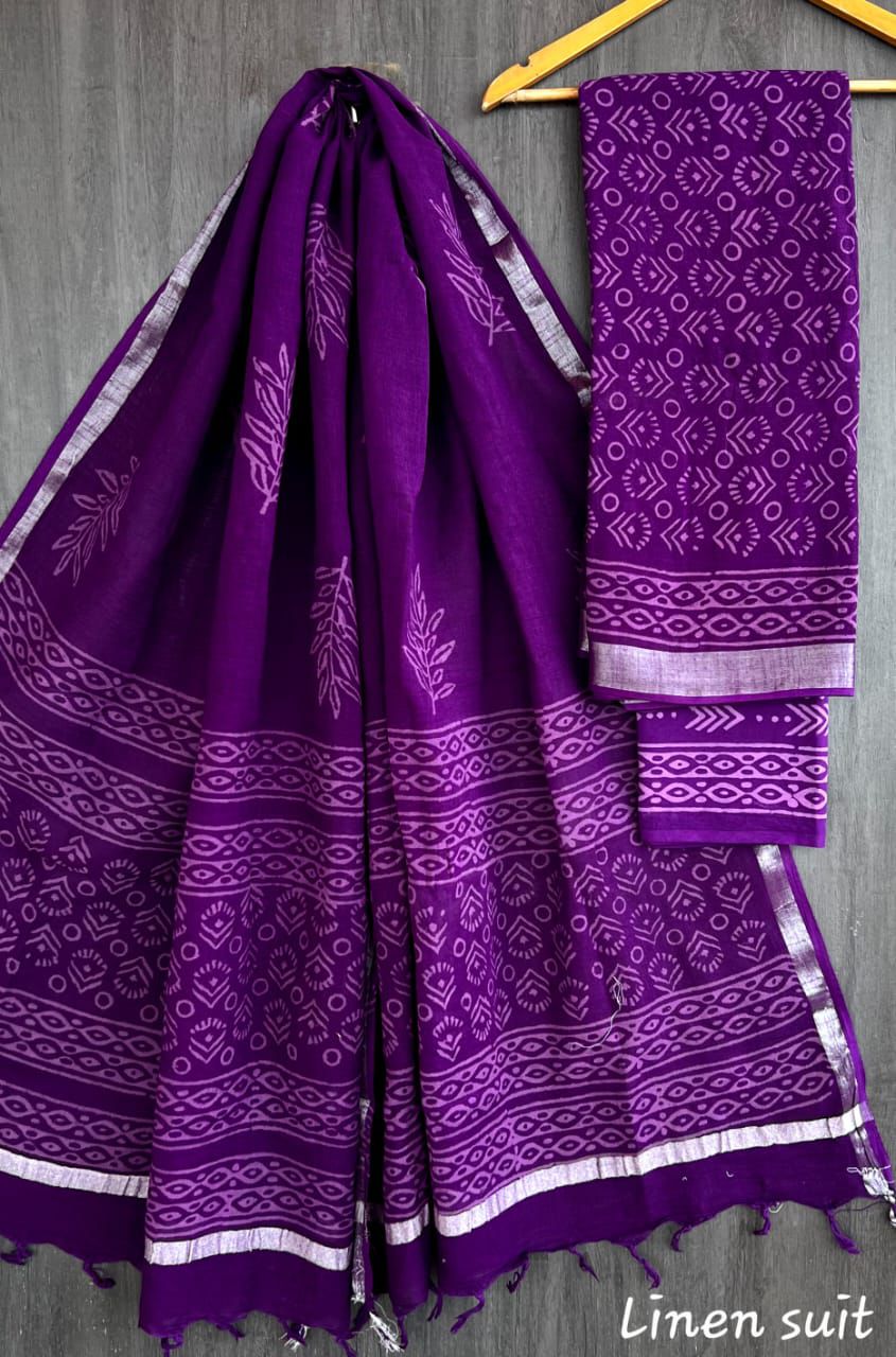 Pure linen salwar kameez material
