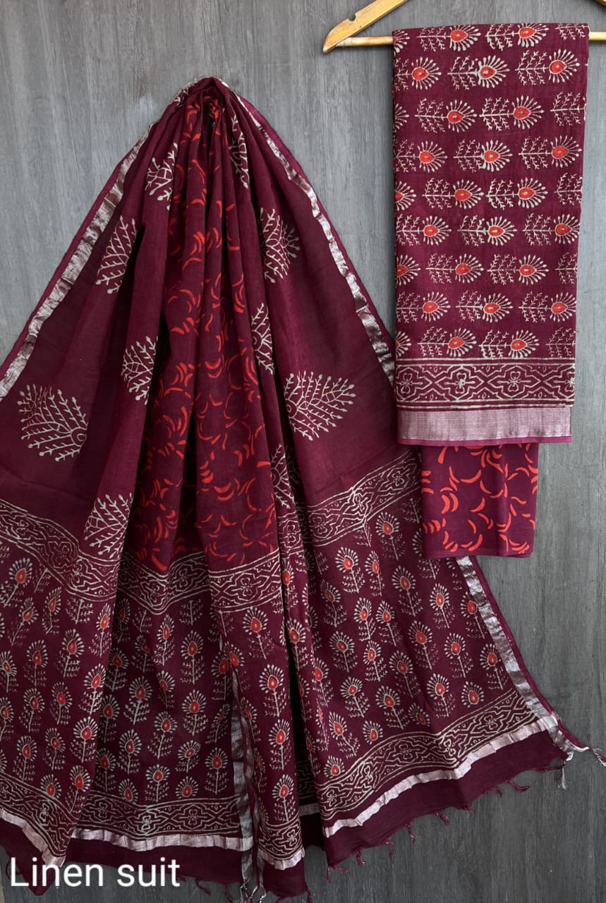 Pure linen salwar kameez material
