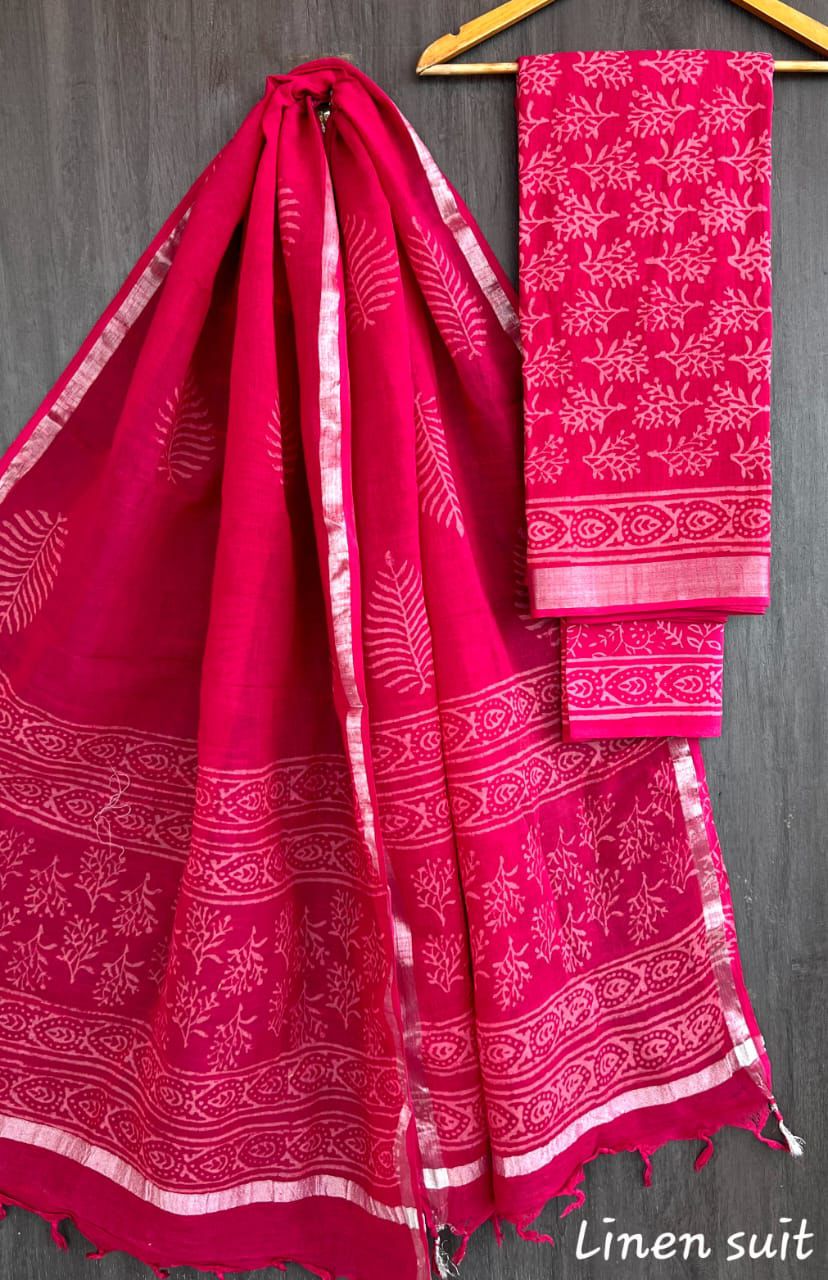 Pure linen salwar kameez material