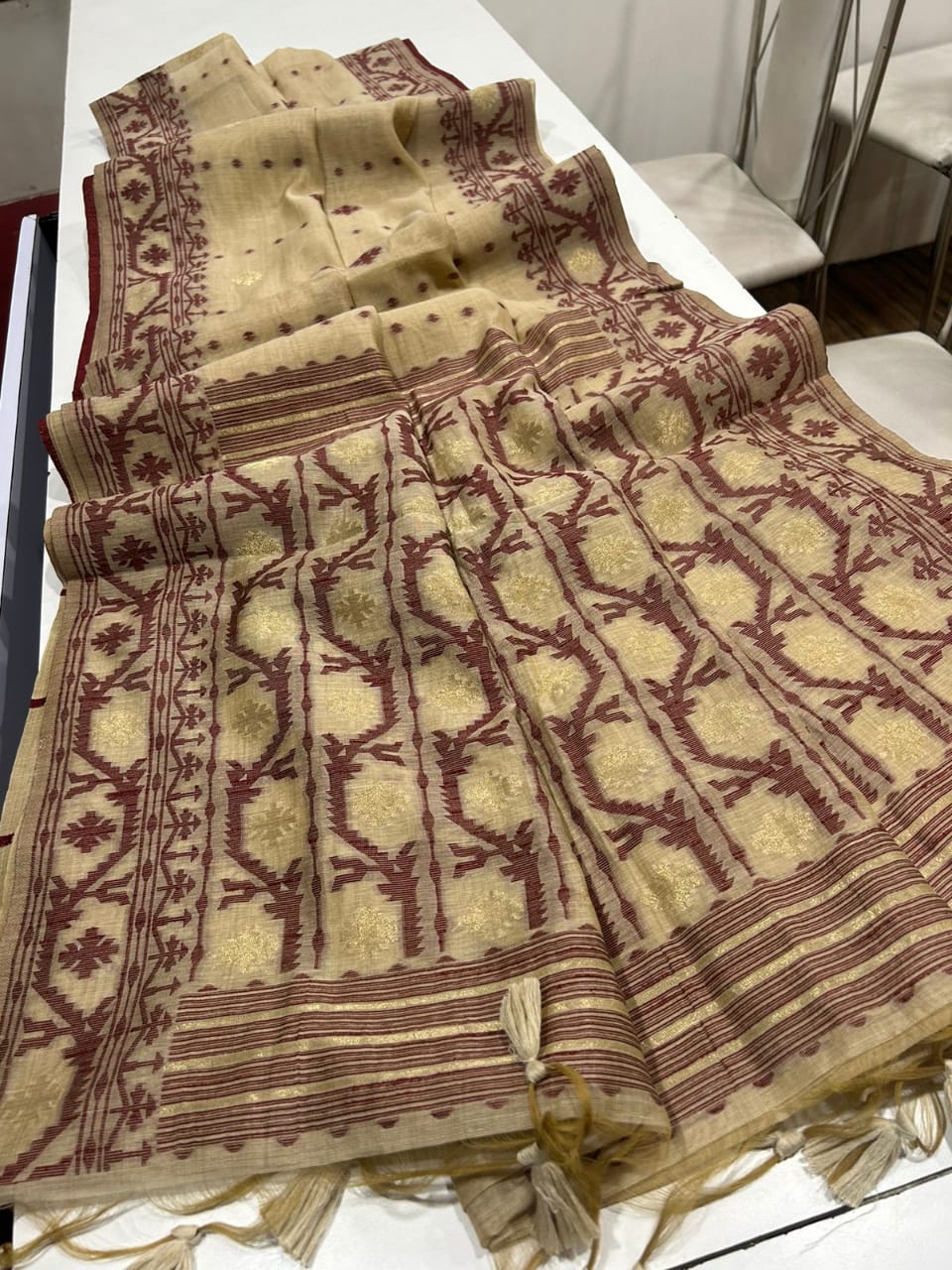 PURE SOFT JAMDANI MUNGA COTTON SAREE